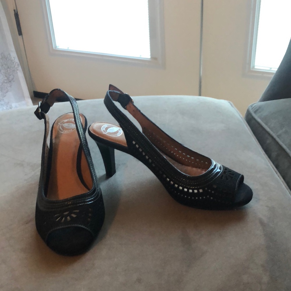 Black high heels with strap